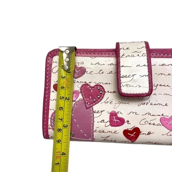 Fossil creamy white pink heart valentines love wallet RARE